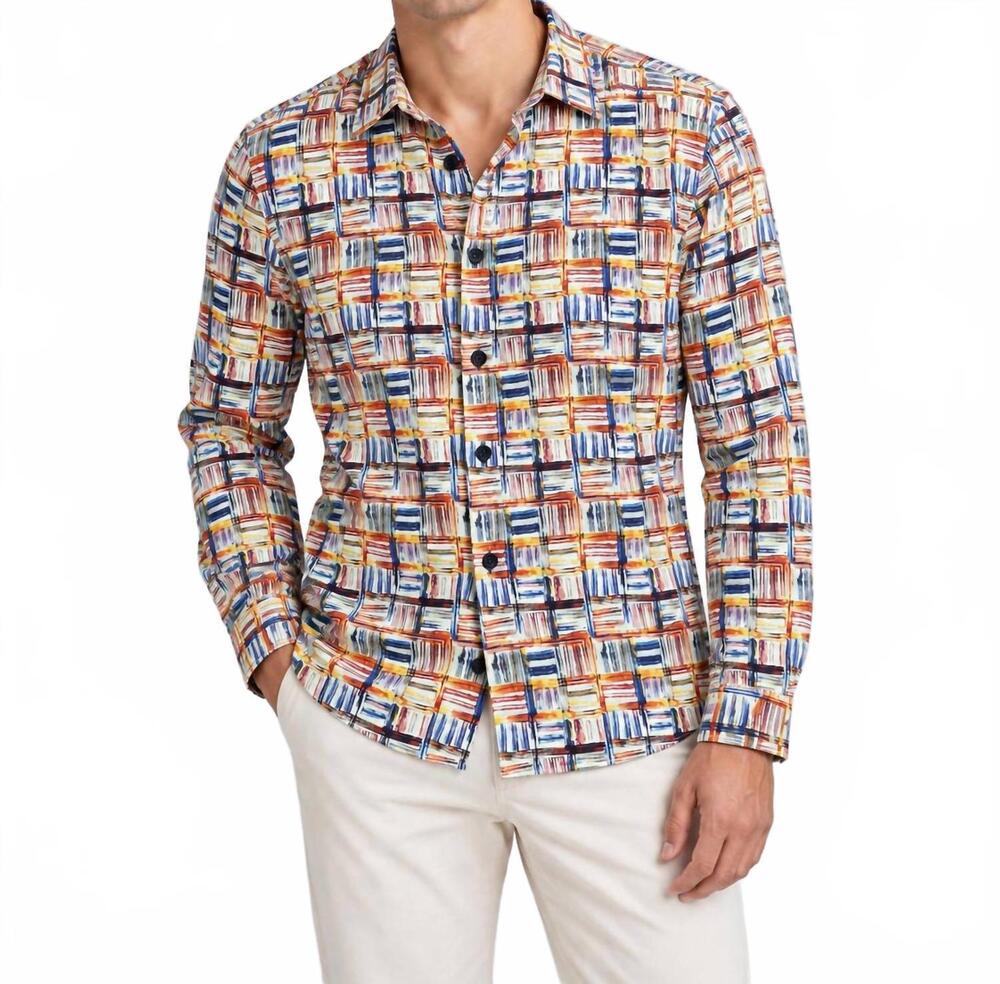 NEW LUCHIANO VISCONTI button up long sleeve shirt in multi color
